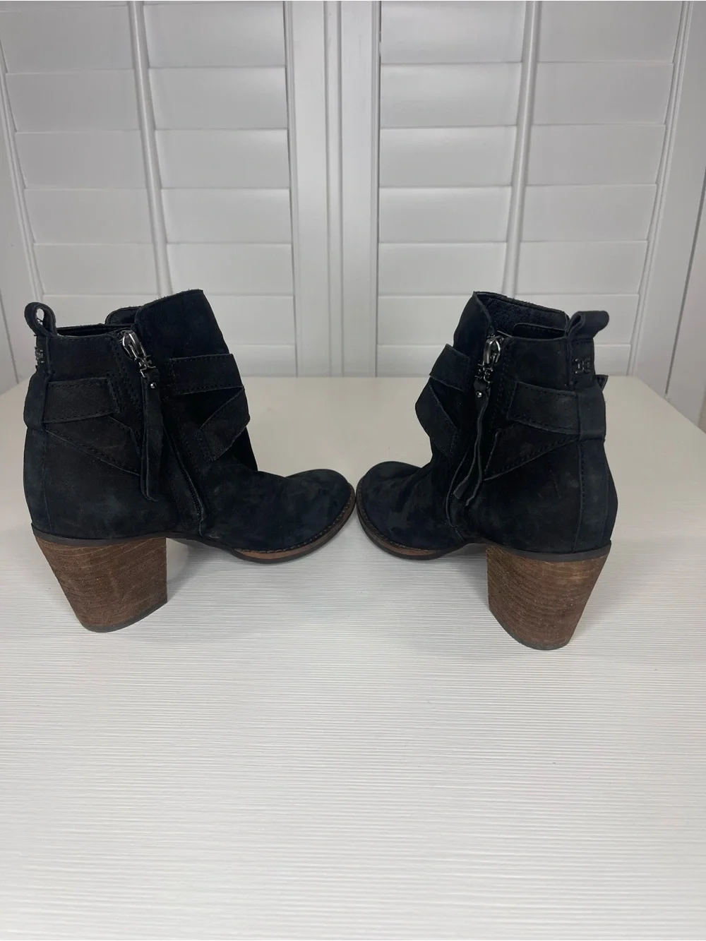 Sam Edelman Black Suede Ankle Boots with Buckle Strap